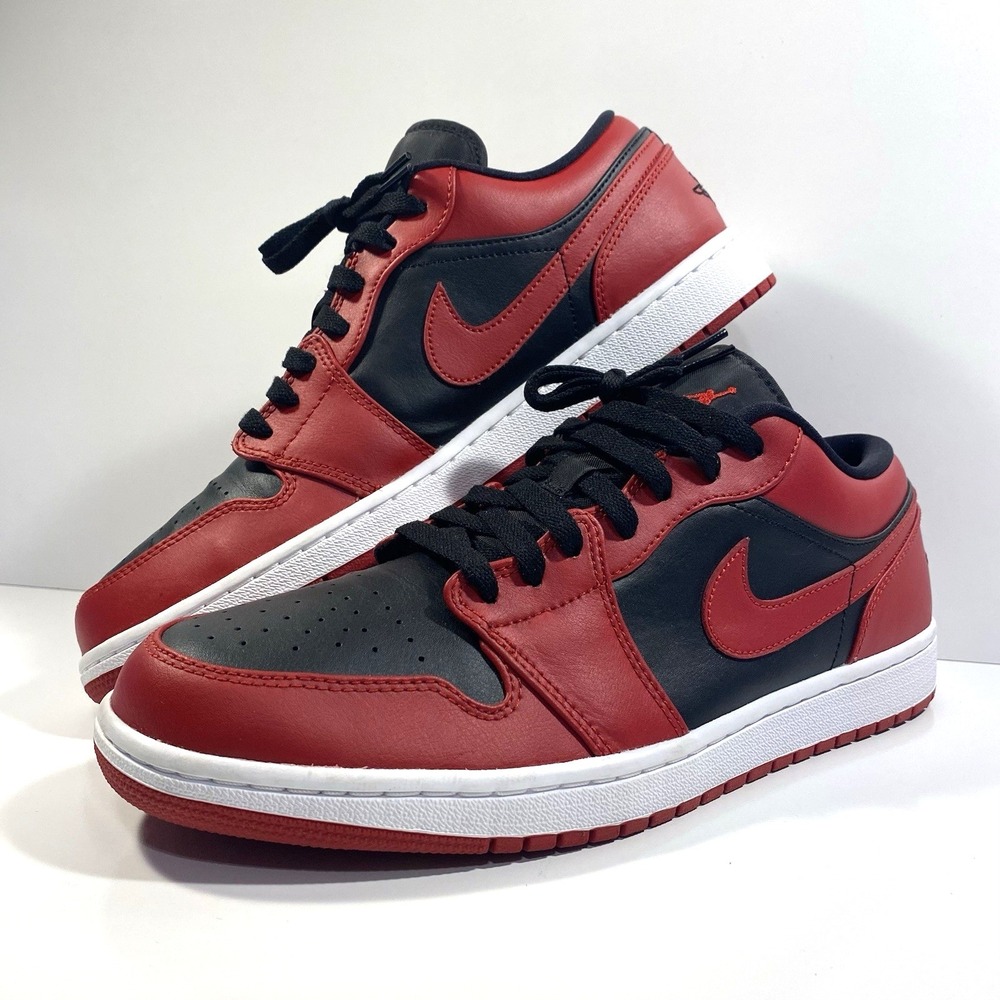 Nike Mens Size 11.5 Air Jordan 1 Low Reverse Bred Gym Red/Black-White 553558-606